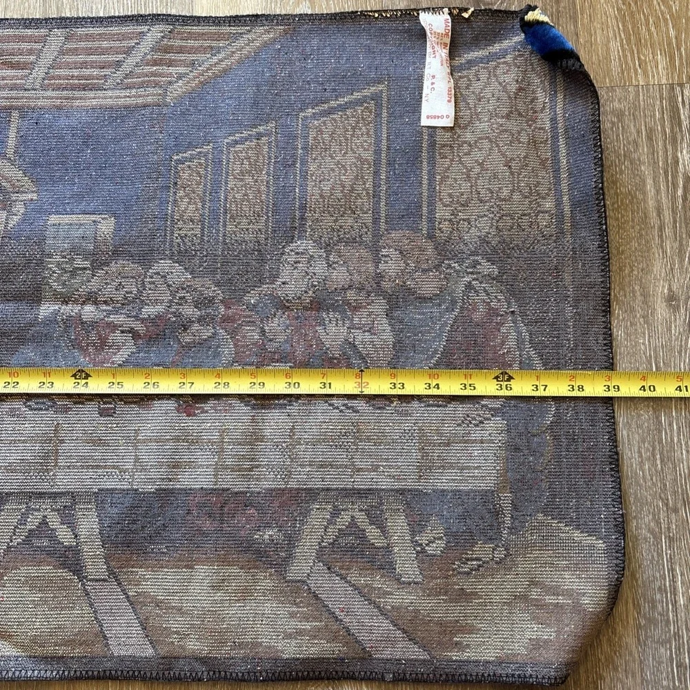 Vtg Jesus Last Supper Rug Tapestry Plush Wall Hanging Decor 38.75x19.5